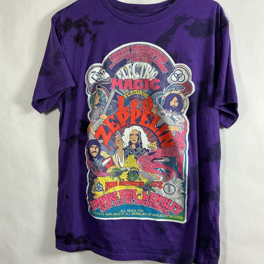 Led Zeppelin Electric Magic Concert Wembley Tour Tie-Dye Purple T-Shirt